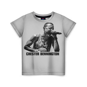 Детская футболка 3D с принтом Честер Беннингтон в Новосибирске, 100% гипоаллергенный полиэфир | прямой крой, круглый вырез горловины, длина до линии бедер, чуть спущенное плечо, ткань немного тянется | bennington | chester | linkin | park | rip | беннингтон | рок | честер