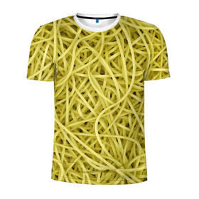 Мужская футболка 3D спортивная с принтом Макароны в Новосибирске, 100% полиэстер с улучшенными характеристиками | приталенный силуэт, круглая горловина, широкие плечи, сужается к линии бедра | веган | вемишель | диета | еда | лапша | паста | паттрен | спагетти | текстура