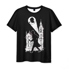 Мужская футболка 3D с принтом Шерлок Холмс в Новосибирске, 100% полиэфир | прямой крой, круглый вырез горловины, длина до линии бедер | holmes | sherlock | sherlock holmes | англия | великобритания | сыщик | холмс | шерлок