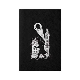 Обложка для паспорта матовая кожа с принтом Шерлок Холмс в Новосибирске, натуральная матовая кожа | размер 19,3 х 13,7 см; прозрачные пластиковые крепления | holmes | sherlock | sherlock holmes | англия | великобритания | сыщик | холмс | шерлок