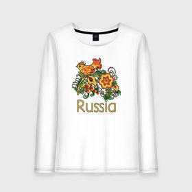 Женский лонгслив хлопок с принтом Россия - наша страна в Новосибирске, 100% хлопок |  | russia | патриотизм | россия