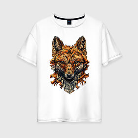 Женская футболка хлопок Oversize с принтом Fox в Новосибирске, 100% хлопок | свободный крой, круглый ворот, спущенный рукав, длина до линии бедер
 | art | wild | животные | искусство | лиса | лисица | лисичка | природа