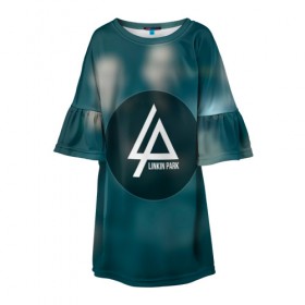Детское платье 3D с принтом Для любителя Linkin Park в Новосибирске, 100% полиэстер | прямой силуэт, чуть расширенный к низу. Круглая горловина, на рукавах — воланы | Тематика изображения на принте: linkin park | беннингтон | линкин парк | логотип | майк | рок | честер | честор | шинода