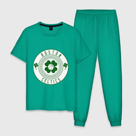 Мужская пижама хлопок с принтом Boston Celtics в Новосибирске, 100% хлопок | брюки и футболка прямого кроя, без карманов, на брюках мягкая резинка на поясе и по низу штанин
 | basketball | boston | celtics | nba | баскетбол | бостон | келтикс | нба | селтикс | спорт