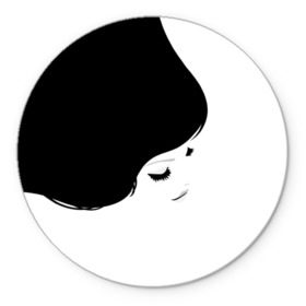 Коврик круглый с принтом Лицо и волосы девушки в Новосибирске, резина и полиэстер | круглая форма, изображение наносится на всю лицевую часть | белое | брови | волосы | глаза | голова | губы | девочка | девушка | женщина | инь янь | красивая | переход | текстура | черное