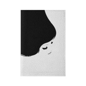 Обложка для паспорта матовая кожа с принтом Лицо и волосы девушки в Новосибирске, натуральная матовая кожа | размер 19,3 х 13,7 см; прозрачные пластиковые крепления | белое | брови | волосы | глаза | голова | губы | девочка | девушка | женщина | инь янь | красивая | переход | текстура | черное