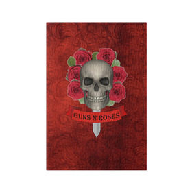 Обложка для паспорта матовая кожа с принтом Gans N Roses в Новосибирске, натуральная матовая кожа | размер 19,3 х 13,7 см; прозрачные пластиковые крепления | gans n roses | группа | исполнители | меч | музыка | песни | розы | рок группа | череп