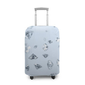 Чехол для чемодана 3D с принтом Flying diamonds в Новосибирске, 86% полиэфир, 14% спандекс | двустороннее нанесение принта, прорези для ручек и колес | beautiful | blue | brilliant | diamond | diamonds | mineral | minerals | purple | stone | stones | white | белый | богатство | бриллиант | бриллианты | камень | камни | красивое | красота | минерал | минералы
