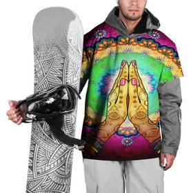 Накидка на куртку 3D с принтом Meditation в Новосибирске, 100% полиэстер |  | Тематика изображения на принте: 3d | indian | mandala | арт | йога | медитация | руки | узор | цветы