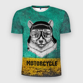 Мужская футболка 3D спортивная с принтом Мотоцикл медведь в Новосибирске, 100% полиэстер с улучшенными характеристиками | приталенный силуэт, круглая горловина, широкие плечи, сужается к линии бедра | 3d | motor bicycle | motorbike | motorcycle | авто | автомобильные | водитель | механик | мотоциклист | очки