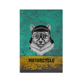Обложка для паспорта матовая кожа с принтом Мотоцикл медведь в Новосибирске, натуральная матовая кожа | размер 19,3 х 13,7 см; прозрачные пластиковые крепления | 3d | motor bicycle | motorbike | motorcycle | авто | автомобильные | водитель | механик | мотоциклист | очки