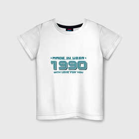 Детская футболка хлопок с принтом Made in USSR 1990 в Новосибирске, 100% хлопок | круглый вырез горловины, полуприлегающий силуэт, длина до линии бедер | 1990 | made in ussr | ussr | год рождения | день рождения | рожденный в ссср | сделано в ссср | ссср