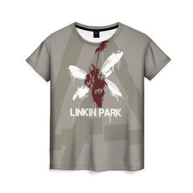Женская футболка 3D с принтом Linkin Park - Hybrid logos в Новосибирске, 100% полиэфир ( синтетическое хлопкоподобное полотно) | прямой крой, круглый вырез горловины, длина до линии бедер | Тематика изображения на принте: 0x000000123 | chester | hybrid | linkin park | линкин парк