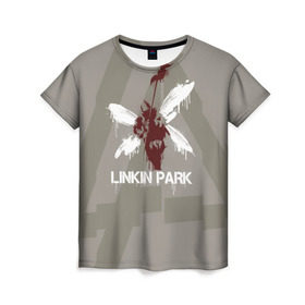 Женская футболка 3D с принтом Linkin Park - Hybrid logos в Новосибирске, 100% полиэфир ( синтетическое хлопкоподобное полотно) | прямой крой, круглый вырез горловины, длина до линии бедер | 0x000000123 | chester | hybrid | linkin park | линкин парк