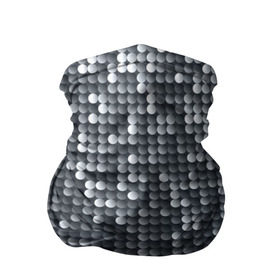 Бандана-труба 3D с принтом Мелкие Шарики в Новосибирске, 100% полиэстер, ткань с особыми свойствами — Activecool | плотность 150‒180 г/м2; хорошо тянется, но сохраняет форму | кольчуга | металл | перелив | рыбный | серебро | черно белый | чешуйки | чешуя