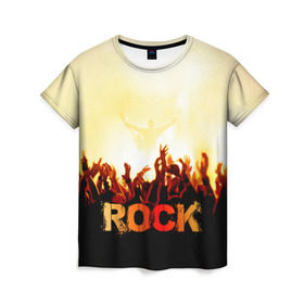 Женская футболка 3D с принтом Rock концерт в Новосибирске, 100% полиэфир ( синтетическое хлопкоподобное полотно) | прямой крой, круглый вырез горловины, длина до линии бедер | rock | в толпу | гитара | группа | дым | жанр | концерт | металл | музыка | надпись | панк | певец | песня | прыжок | рок | рок н рол | руки | стиль | хард | хой | я люблю рок