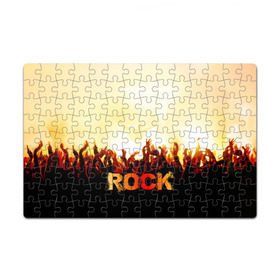 Пазл магнитный 126 элементов с принтом Rock концерт в Новосибирске, полимерный материал с магнитным слоем | 126 деталей, размер изделия —  180*270 мм | rock | в толпу | гитара | группа | дым | жанр | концерт | металл | музыка | надпись | панк | певец | песня | прыжок | рок | рок н рол | руки | стиль | хард | хой | я люблю рок