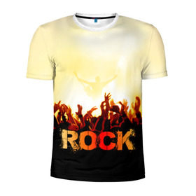 Мужская футболка 3D спортивная с принтом Rock концерт в Новосибирске, 100% полиэстер с улучшенными характеристиками | приталенный силуэт, круглая горловина, широкие плечи, сужается к линии бедра | rock | в толпу | гитара | группа | дым | жанр | концерт | металл | музыка | надпись | панк | певец | песня | прыжок | рок | рок н рол | руки | стиль | хард | хой | я люблю рок