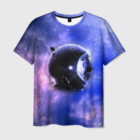 Мужская футболка 3D с принтом Вселенная бесконечна в Новосибирске, 100% полиэфир | прямой крой, круглый вырез горловины, длина до линии бедер | Тематика изображения на принте: звезды | планета | разноцветный | шлем | яркий