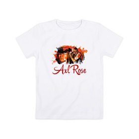 Детская футболка хлопок с принтом Axl Rose в Новосибирске, 100% хлопок | круглый вырез горловины, полуприлегающий силуэт, длина до линии бедер | axl | guns | music | rock | rose | roses | аксель | арт | музыка | рок | роуз