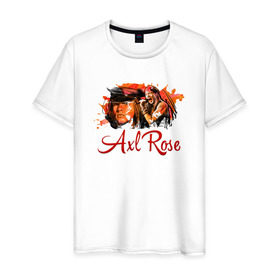 Мужская футболка хлопок с принтом Axl Rose в Новосибирске, 100% хлопок | прямой крой, круглый вырез горловины, длина до линии бедер, слегка спущенное плечо. | axl | guns | music | rock | rose | roses | аксель | арт | музыка | рок | роуз