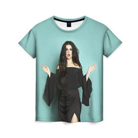 Женская футболка 3D с принтом Selena Gomez в Новосибирске, 100% полиэфир ( синтетическое хлопкоподобное полотно) | прямой крой, круглый вырез горловины, длина до линии бедер | selena gomez