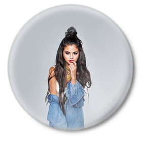 Значок с принтом Selena Gomez в Новосибирске,  металл | круглая форма, металлическая застежка в виде булавки | 