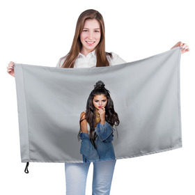 Флаг 3D с принтом Selena Gomez в Новосибирске, 100% полиэстер | плотность ткани — 95 г/м2, размер — 67 х 109 см. Принт наносится с одной стороны | 