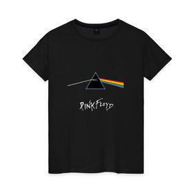 Женская футболка хлопок с принтом Pink Floyd в Новосибирске, 100% хлопок | прямой крой, круглый вырез горловины, длина до линии бедер, слегка спущенное плечо | rolling stone | англия | басы | британия | гитара | группа | музыка | песни | пинк флойд | призма | радуга | рок | свет