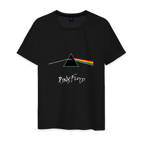 Мужская футболка хлопок с принтом Pink Floyd в Новосибирске, 100% хлопок | прямой крой, круглый вырез горловины, длина до линии бедер, слегка спущенное плечо. | rolling stone | англия | басы | британия | гитара | группа | музыка | песни | пинк флойд | призма | радуга | рок | свет