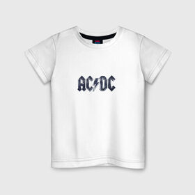 Детская футболка хлопок с принтом AC/DC в Новосибирске, 100% хлопок | круглый вырез горловины, полуприлегающий силуэт, длина до линии бедер | Тематика изображения на принте: ас | группа | дс | логотип | музыка | печни | рок