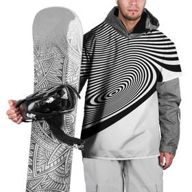 Накидка на куртку 3D с принтом Black&White illusion в Новосибирске, 100% полиэстер |  | 3d | абстракции | иллюзия | линии | полосы | черно белые
