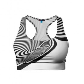 Женский спортивный топ 3D с принтом Black&White illusion в Новосибирске, 82% полиэстер, 18% спандекс Ткань безопасна для здоровья, позволяет коже дышать, не мнется и не растягивается |  | 3d | абстракции | иллюзия | линии | полосы | черно белые
