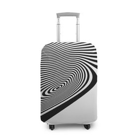 Чехол для чемодана 3D с принтом Black&White illusion в Новосибирске, 86% полиэфир, 14% спандекс | двустороннее нанесение принта, прорези для ручек и колес | 3d | абстракции | иллюзия | линии | полосы | черно белые