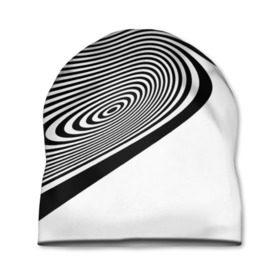 Шапка 3D с принтом Black&White illusion в Новосибирске, 100% полиэстер | универсальный размер, печать по всей поверхности изделия | 3d | абстракции | иллюзия | линии | полосы | черно белые