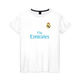Женская футболка хлопок с принтом Реал Мадрид в Новосибирске, 100% хлопок | прямой крой, круглый вырез горловины, длина до линии бедер, слегка спущенное плечо | madrid | real | барселона | футбол