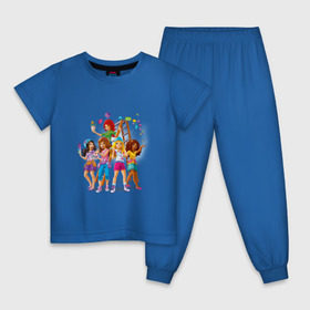 Детская пижама хлопок с принтом ЛЕГО Френдс в Новосибирске, 100% хлопок |  брюки и футболка прямого кроя, без карманов, на брюках мягкая резинка на поясе и по низу штанин
 | Тематика изображения на принте: lego friends | андреа | лучшие подружки | миа | оливия | стефани | эмма