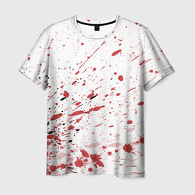 Мужская футболка 3D с принтом Брызги в Новосибирске, 100% полиэфир | прямой крой, круглый вырез горловины, длина до линии бедер | Тематика изображения на принте: 3d | абстракция | абстракция красок | арт | брызги | краска | кровь | прикольные | цветные | штрихи