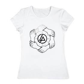 Женская футболка хлопок с принтом Linkin Park в Новосибирске, 100% хлопок | прямой крой, круглый вырез горловины, длина до линии бедер, слегка спущенное плечо | 0x000000123 | chester | linkin park | линкин парк