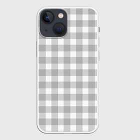 Чехол для iPhone 13 mini с принтом Grey squares в Новосибирске,  |  | белый | клеточка | серый | текстура