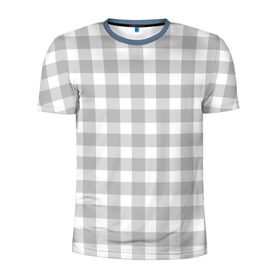 Мужская футболка 3D спортивная с принтом Grey squares в Новосибирске, 100% полиэстер с улучшенными характеристиками | приталенный силуэт, круглая горловина, широкие плечи, сужается к линии бедра | белый | клеточка | серый | текстура