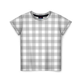 Детская футболка 3D с принтом Grey squares в Новосибирске, 100% гипоаллергенный полиэфир | прямой крой, круглый вырез горловины, длина до линии бедер, чуть спущенное плечо, ткань немного тянется | Тематика изображения на принте: белый | клеточка | серый | текстура
