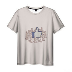 Мужская футболка 3D с принтом Лайк в Новосибирске, 100% полиэфир | прямой крой, круглый вырез горловины, длина до линии бедер | facebook | like | vk | вк | вконтакте | жадность | заложники | лайки | мир катится к чертям | общество | поклонение | секта | слабость | социальные сети | тупость
