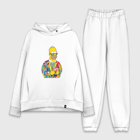 Женский костюм хлопок Oversize с принтом Homer в Новосибирске,  |  | bart | homer | simpsons | барт | гомер | еда | мультфильм | отец | папа | пончик | радуга | симпсоны | спрингфилд | хиппи | цвет