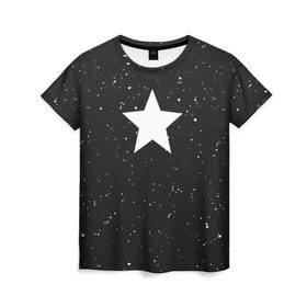 Женская футболка 3D с принтом Super Star в Новосибирске, 100% полиэфир ( синтетическое хлопкоподобное полотно) | прямой крой, круглый вырез горловины, длина до линии бедер | black | milk | блэк | брызги | звезда | милк | текстура | узор