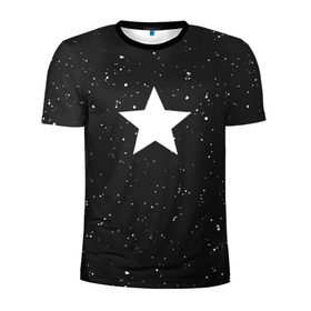 Мужская футболка 3D спортивная с принтом Super Star в Новосибирске, 100% полиэстер с улучшенными характеристиками | приталенный силуэт, круглая горловина, широкие плечи, сужается к линии бедра | black | milk | блэк | брызги | звезда | милк | текстура | узор