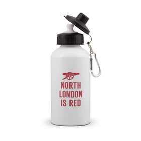 Бутылка спортивная с принтом North London is Red в Новосибирске, металл | емкость — 500 мл, в комплекте две пластиковые крышки и карабин для крепления | arsenal | football | арсенал | лондон | спорт | футбол