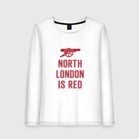 Женский лонгслив хлопок с принтом North London is Red в Новосибирске, 100% хлопок |  | arsenal | football | арсенал | лондон | спорт | футбол