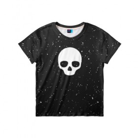 Детская футболка 3D с принтом Black Milk Skull Classic в Новосибирске, 100% гипоаллергенный полиэфир | прямой крой, круглый вырез горловины, длина до линии бедер, чуть спущенное плечо, ткань немного тянется | 