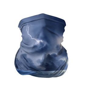 Бандана-труба 3D с принтом Шторм в Новосибирске, 100% полиэстер, ткань с особыми свойствами — Activecool | плотность 150‒180 г/м2; хорошо тянется, но сохраняет форму | брызги | буря | вода | волны | гроза | капли | красивое | молния | море | непогода | океан | природа | синее | стихия | тучи